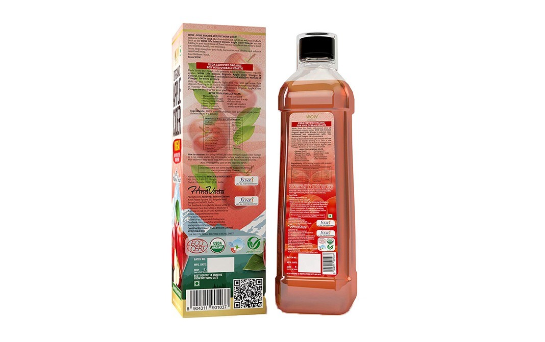 Wow Organic Apple Cider Vinegar Now Even Better Than Before With mother of vinegar   Plastic Bottle  750 millilitre